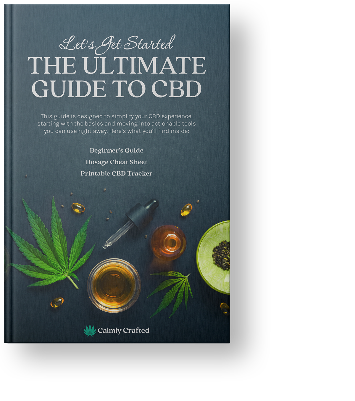 The Ultimate Guide to CBD ebook cover with assorted CBD products on the cover